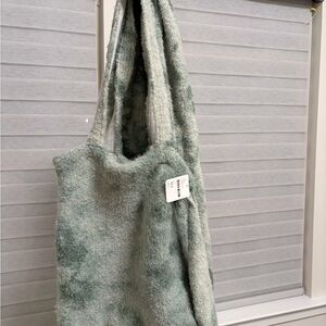 Free People Textured Sage Tote with Scarf